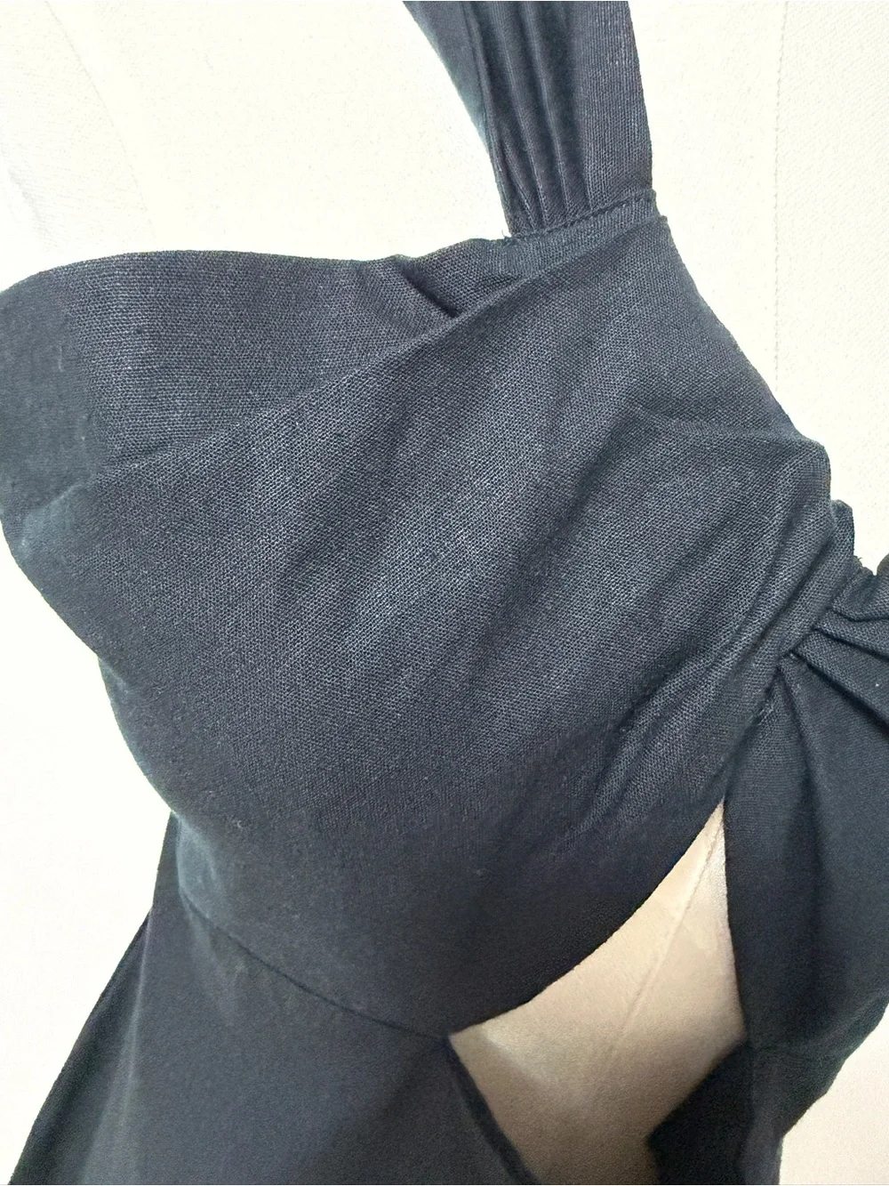 Zara NWT Black One-Shoulder Bow Midi Dress – Size XL - Picture 4 of 5